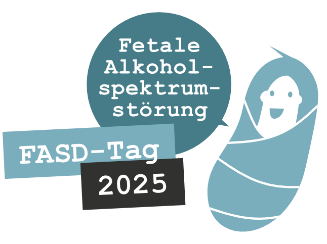 Schwanger-Null-Promille-LOGO-FAS-4-WebTeaser Das Kampagnen-Wickel-Baby mit Sprechblase "fetales Alkoholspektrum Störung Syndrom" zum FASD Tag 2025
